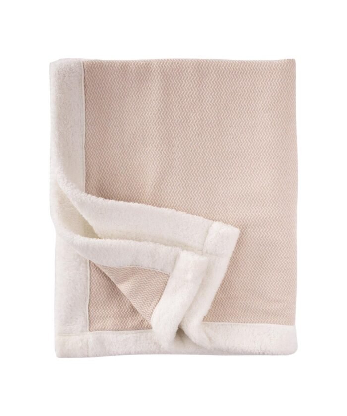 organic-manufacture- Natural Cotton Edge Plush Baby Blanket Beige