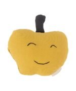 organic-manufacture- Organic Muslin Embroidered Apple Cloth Toy Mustard