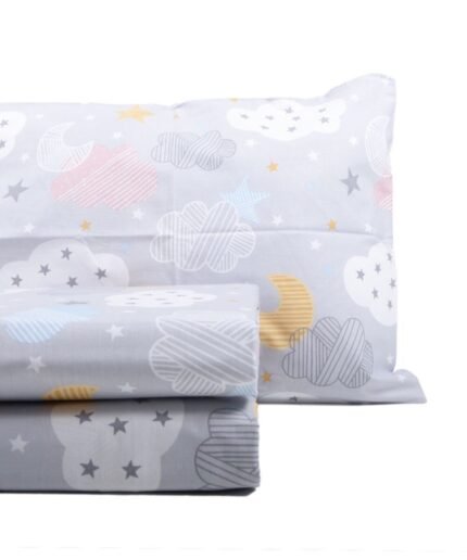 organic-manufacture- Organic Printed Baby Bed Linen Set Cloudy