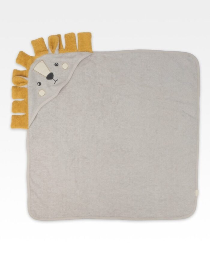 organic-manufacture- Organic Lion Baby Towel Gray