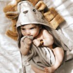 Organic Lion Baby Towel Gray