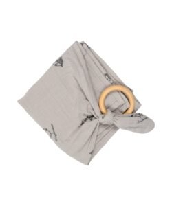 organic-manufacture- Organic Printed Ringed Muslin Blanket Gray