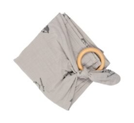 organic-manufacture- Organic Printed Ringed Muslin Blanket Gray