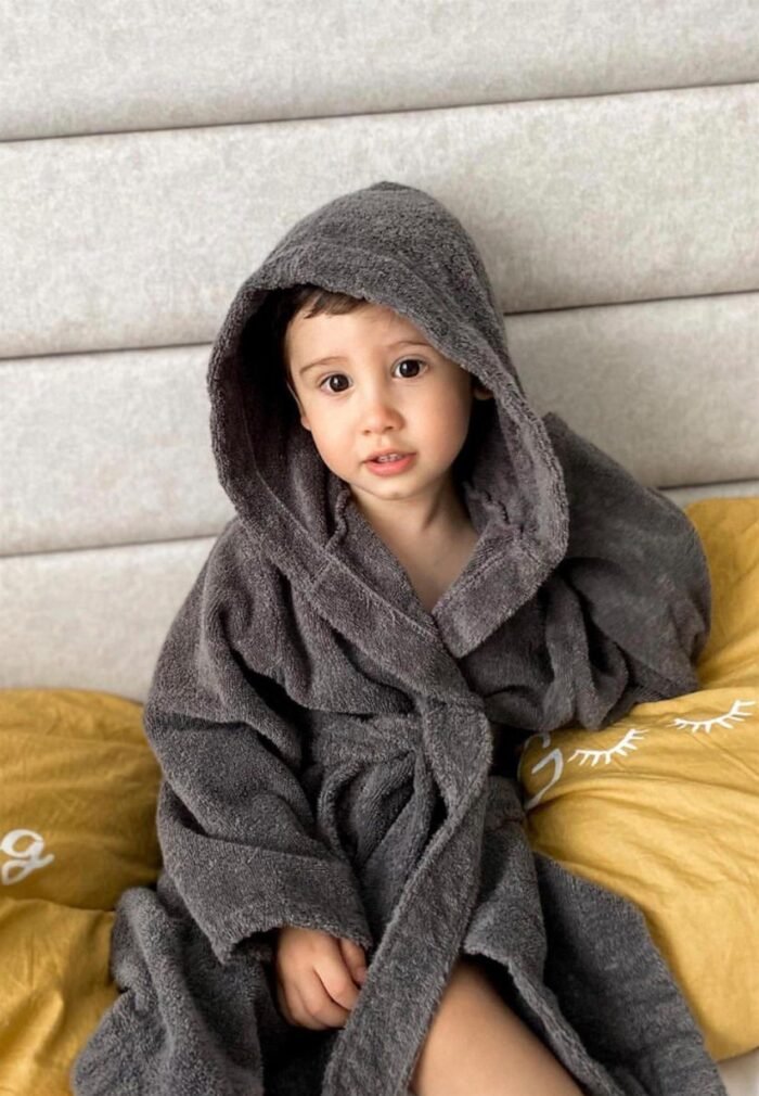 organic-manufacture- Organic Baby/Child Bathrobe 2-9 years Anthracite