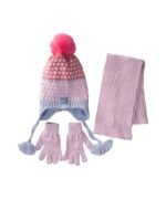 organic-manufacture- Scarf Beanie Gloves 3 Piece Set 4-8 yrs Pink