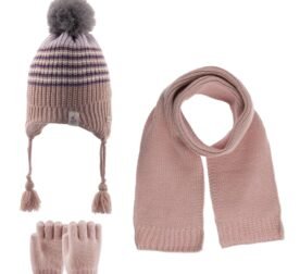 organic-manufacture- Scarf Beanie Gloves 3 Piece Set 1-4 yrs Light Brown