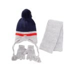 Scarf Beanie Gloves 3 Piece Set 1-4 yrs Light Gray