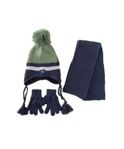 organic-manufacture- Scarf Beanie Gloves 3 Piece Set 1-4 yrs Navy