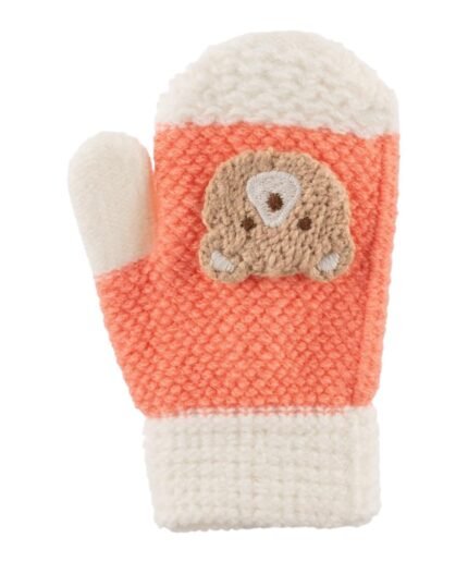 organic-manufacture- Figured Paw Gloves 1-3 yrs Salmon