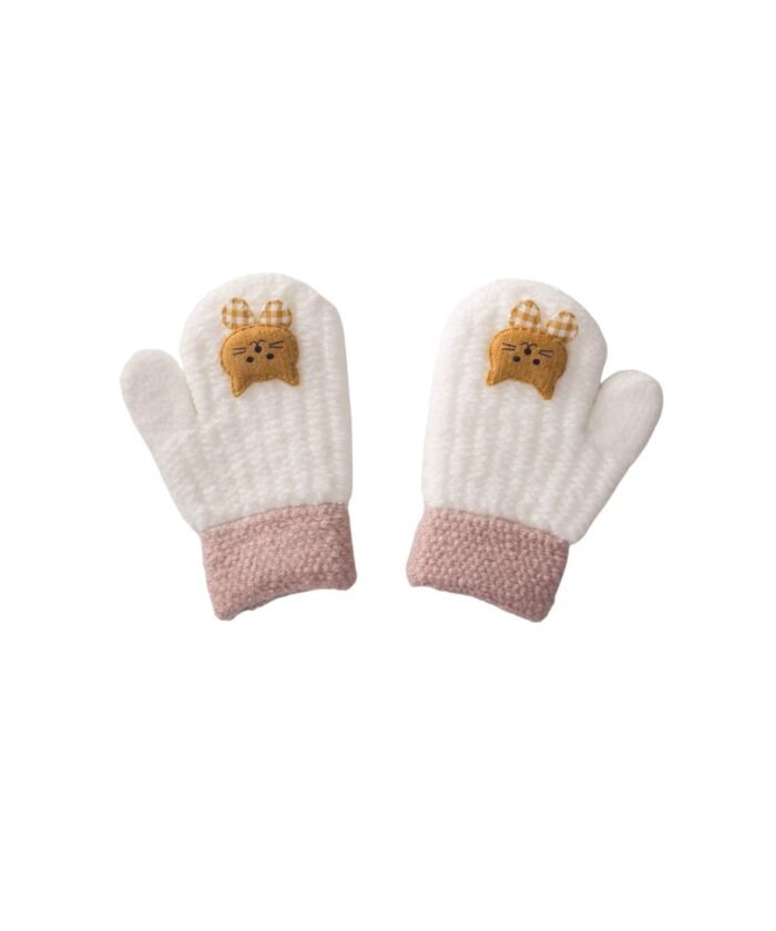 organic-manufacture- Figured Paw Gloves 1-3 yrs Ecru