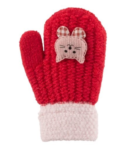 organic-manufacture- Figured Paw Gloves 1-3 yrs Red