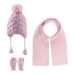 Scarf Beanie Gloves 3 Piece Set 4-8 yrs Pink