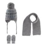 Scarf Beanie Gloves 3 Piece Set 0-18 m Gray