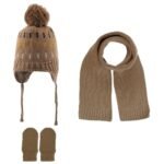 Scarf Beanie Gloves 3 Piece Set 0-18 m Camel