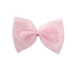 organic-manufacture- Large Bow Beaded Hairpin Pink