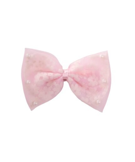 organic-manufacture- Large Bow Beaded Hairpin Pink