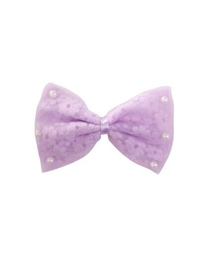 organic-manufacture- Large Bow Beaded Hairpin Lilac