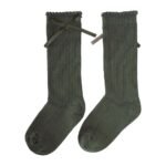 Natural Cotton Knee Length Girls Socks 2-9 Years Khaki