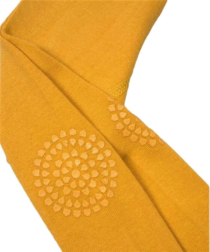 organic-manufacture- Natural Cotton Crawling And Anti-Slip Pantyhose 6-24 Months Mustard