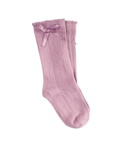 organic-manufacture- Natural Cotton Knee Length Girls Socks 2-9 Years Dried Rose