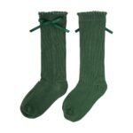 Natural Cotton Knee Length Girls Socks 2-9 Years Khaki Green