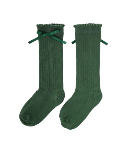 organic-manufacture- Natural Cotton Knee Length Girls Socks 2-9 Years Khaki Green