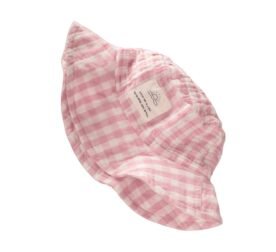 organic-manufacture- Natural Muslin Fedora Hat 2-8 Years Pink Plaid
