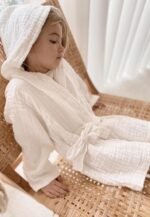 organic-manufacture- Organic Muslin Baby/Children Bathrobe 2-9 yrs Ecru