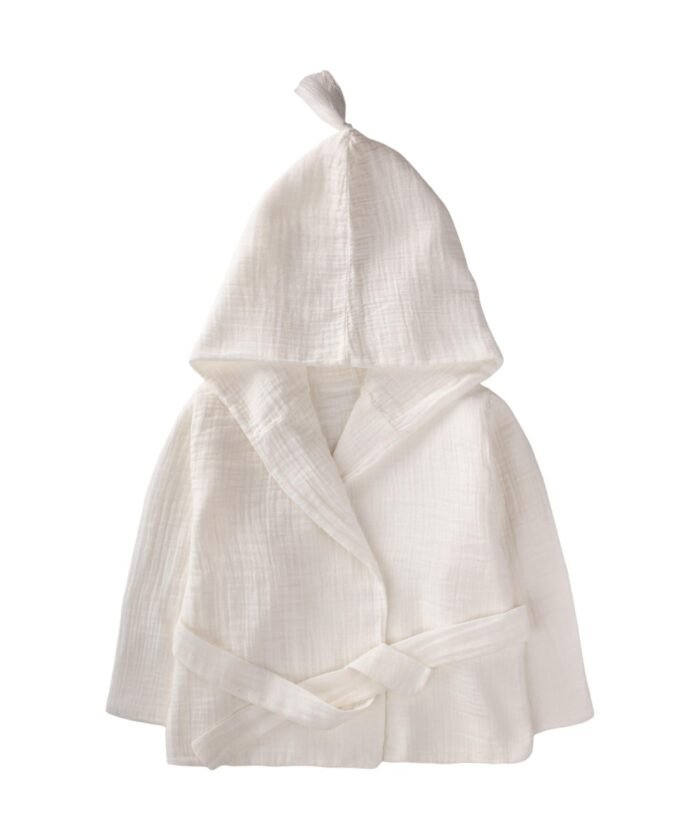 organic-manufacture- Organic Muslin Baby/Children Bathrobe 2-9 yrs Ecru