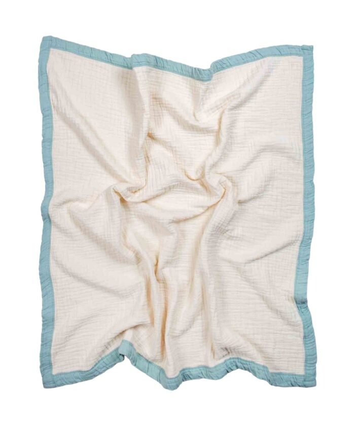 organic-manufacture- Organic Muslin Thick Piping Four Layer Raw Blanket Mint