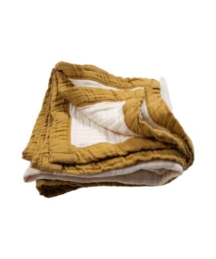 organic-manufacture- Organic Muslin Thick Piping Four Layer Raw Blanket Indigo