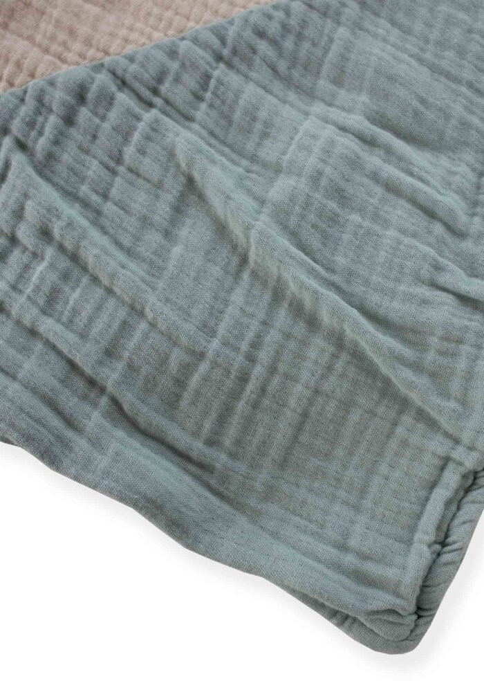 organic-manufacture- Organic Muslin Triangle Edge Double Layer Blanket Mint