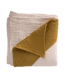 organic-manufacture- Organic Muslin Triangle Edge Double Layer Blanket Mustard