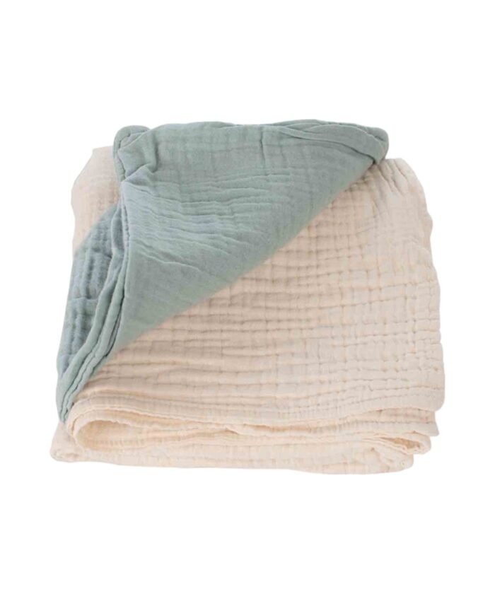 organic-manufacture- Organic Muslin Triangle Edge Double Layer Blanket Mint