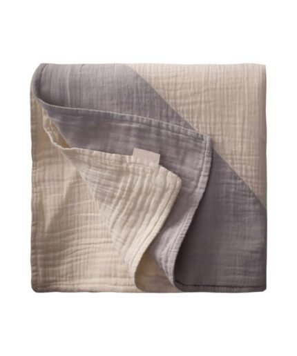 organic-manufacture- Organic Muslin Triangle Edge Double Layer Blanket Gray