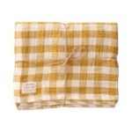 Natural Plaid Muslin Blanket Mustard