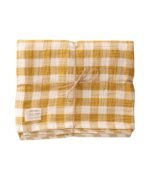 organic-manufacture- Natural Plaid Muslin Blanket Mustard