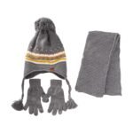 Scarf Beret Gloves 3 Piece Set 4-8 yrs Gray