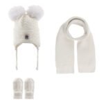 Triple Hat and Scarf Booties Set 0-18 Months Ecru