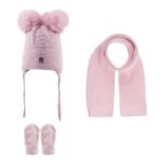 Triple Hat and Scarf Booties Set 0-18 Months Pink