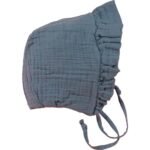 Organic Tied Ruffle Muslin Baby Hat 0-2 yrs Indigo