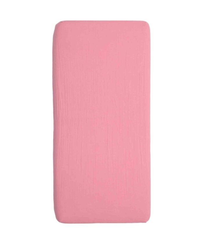 organic-manufacture- Organic Muslin Baby Fitted Sheet Pink