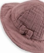 organic-manufacture- Organic Muslin Baby Sun Hat 0-2 yrs Dried Rose