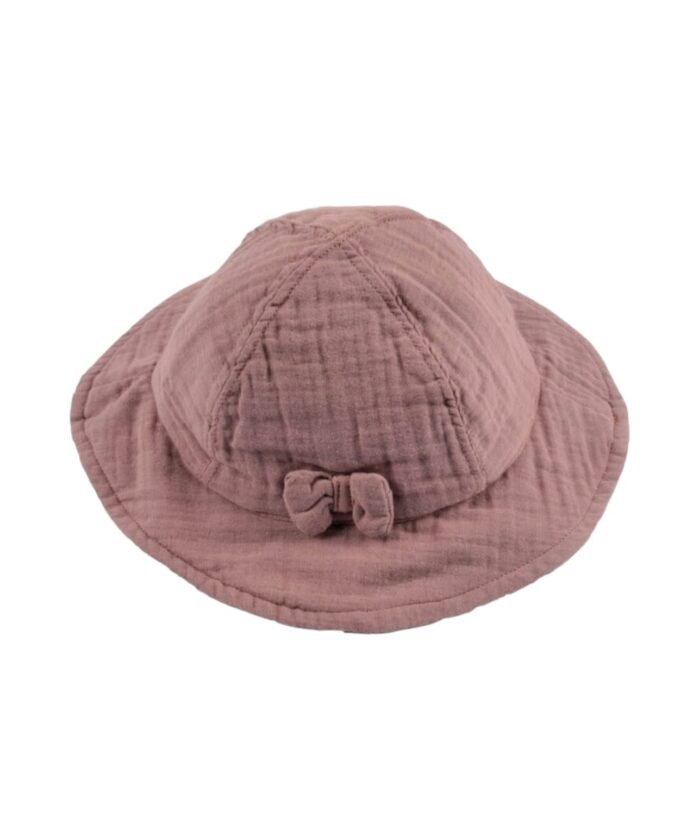 organic-manufacture- Organic Muslin Baby Sun Hat 0-2 yrs Dried Rose