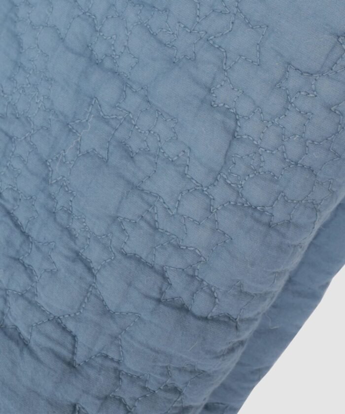 organic-manufacture- Natural Baby Star Embroidered Blanket Indigo