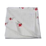 Organic Muslin Red Flower Printed Blanket