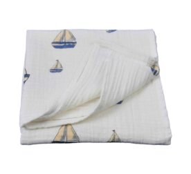 organic-manufacture- Organic Muslin Ship Printed Blanket