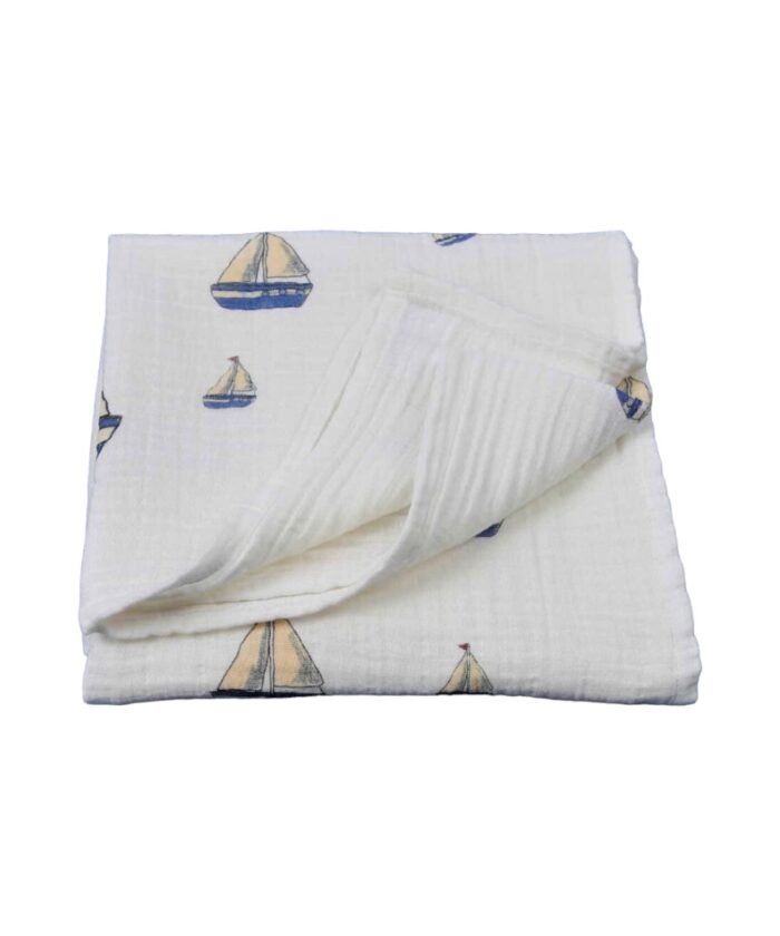 organic-manufacture- Organic Muslin Ship Printed Blanket