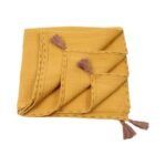 Organic Muslin Tasseled Baby Blanket Mustard