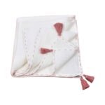 Organic Muslin Tasseled Baby Blanket Ecru